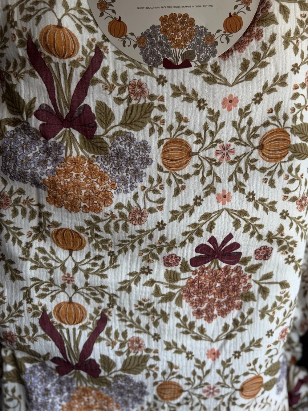 ENVOGUE Dreamy cotton gauze throw fall harvest pumpkin bows cottage core 50”x70